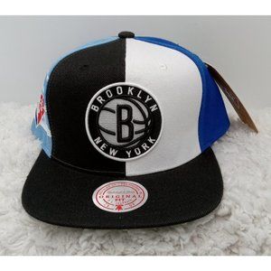 Brooklyn Nets Hat Black White Pinwheel NBA‎ 75th Snapback Retro Mitchell & Ness